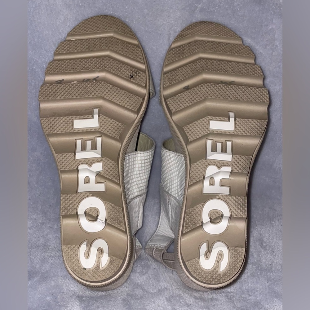 Sorel Women’s Joanie II White/Ivory Textured Wedge Sandals Slingback NL3557-125 - Picture 9 of 11